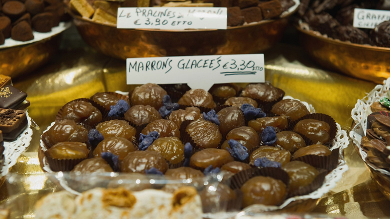 Marrons glace in shop