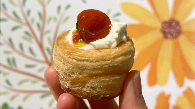 Person holding vol-au-vent