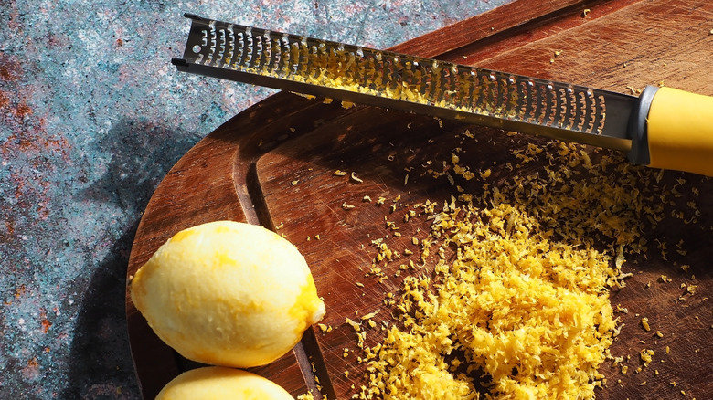 microplane with zested lemons