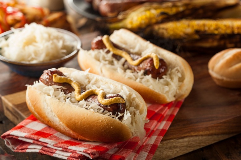 Beer-Braised Bratwurst Sandwich With Slaw