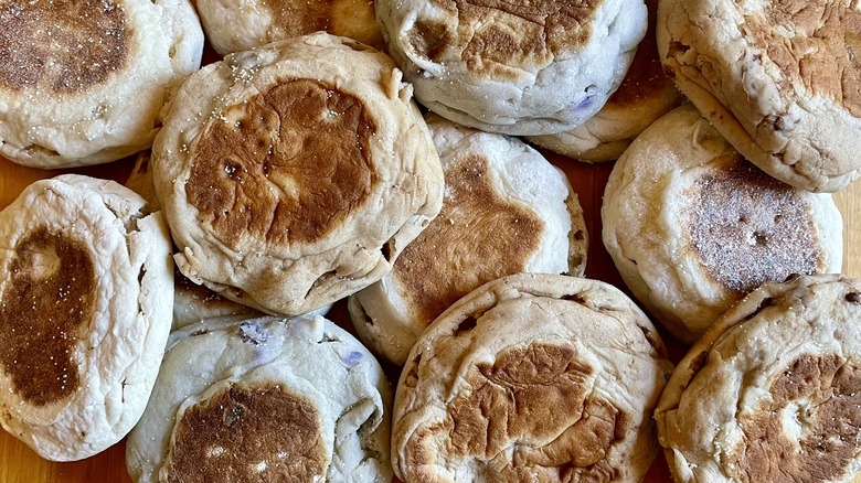 Pile of English muffins