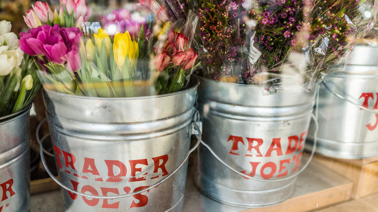 A display for Trader Joe's flowers