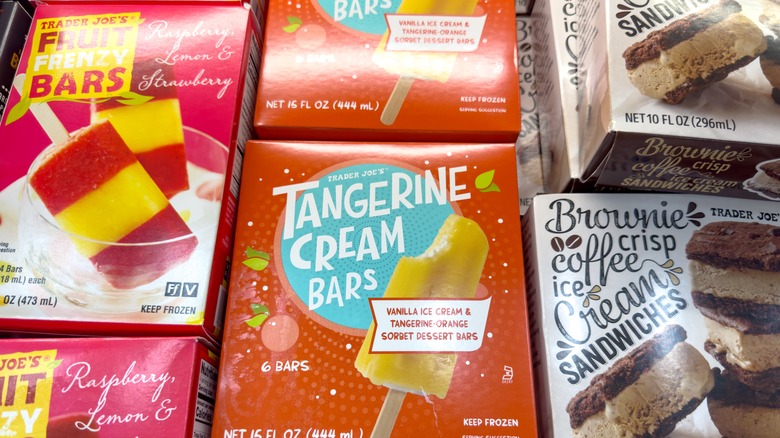A variety of products inside a freezer at Trader Joe's