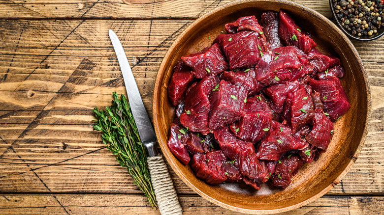 Fresh venison in a bowl