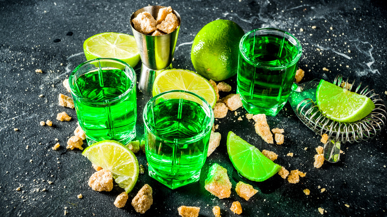Absinthe in shot glasses