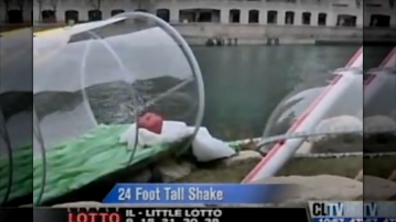 Record-breaking Shamrock Shake, shown in a still from a news channel