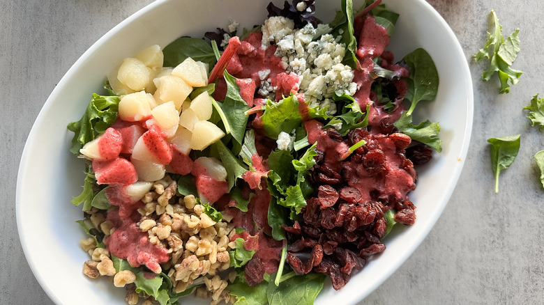 fall favorites salad with cranberry dressing