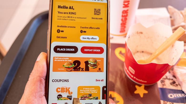 Smartphone with Burger King app