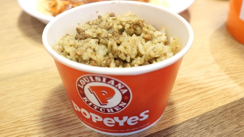 Popeyes Cajun Rice with fork