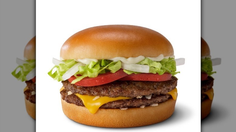 Daily double burger on white background
