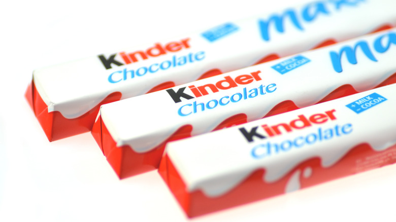 three wrapped Kinder Chocolate bars