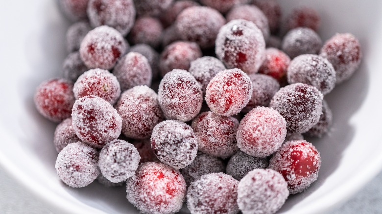 Bowl of whole frozen cranberries