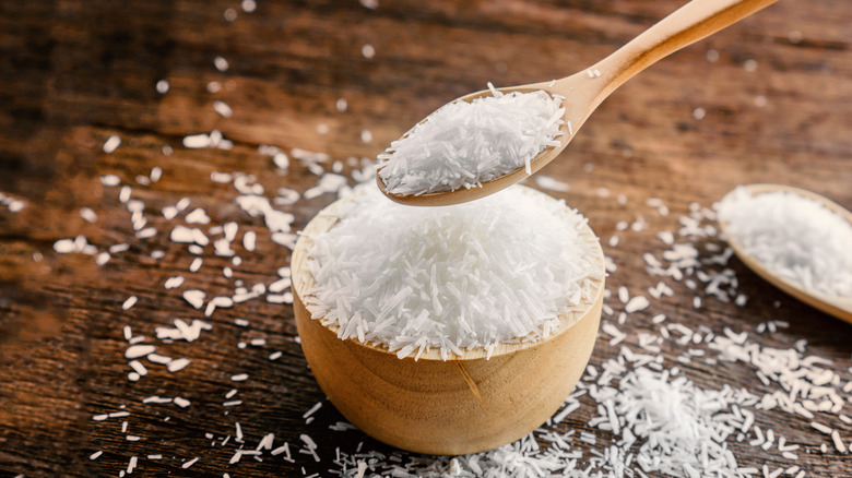 MSG powder in wooden bowl