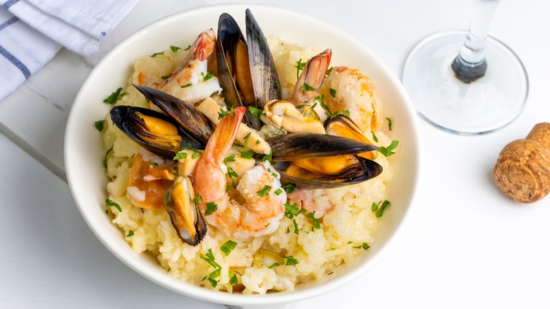 bowl of seafood risotto