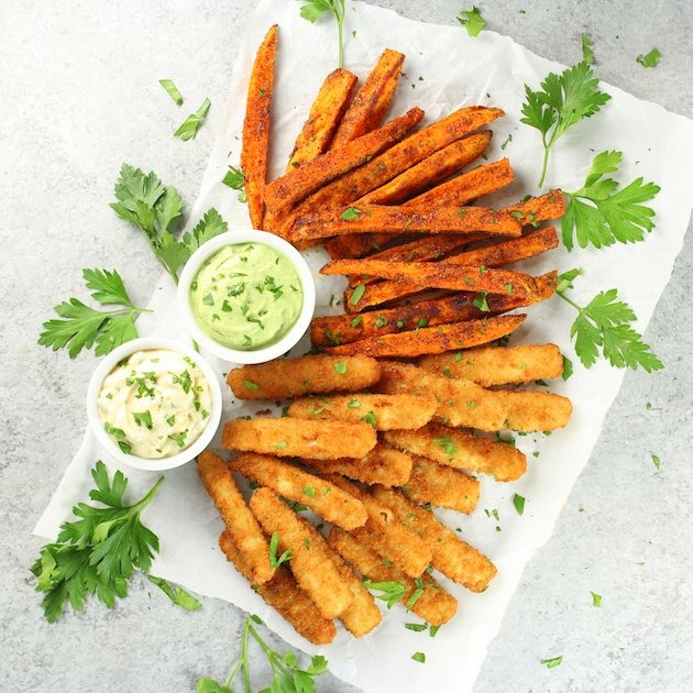 Fish Sticks with Sweet Potato Fries