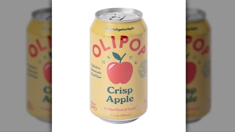 Crisp apple Olipop on white background