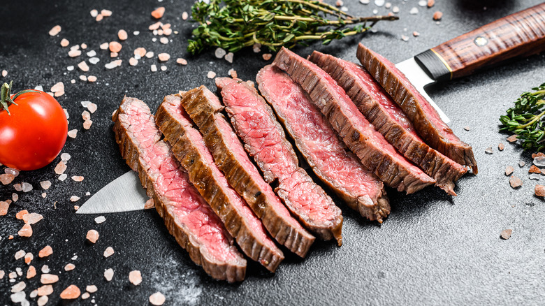 sliced flat iron steak
