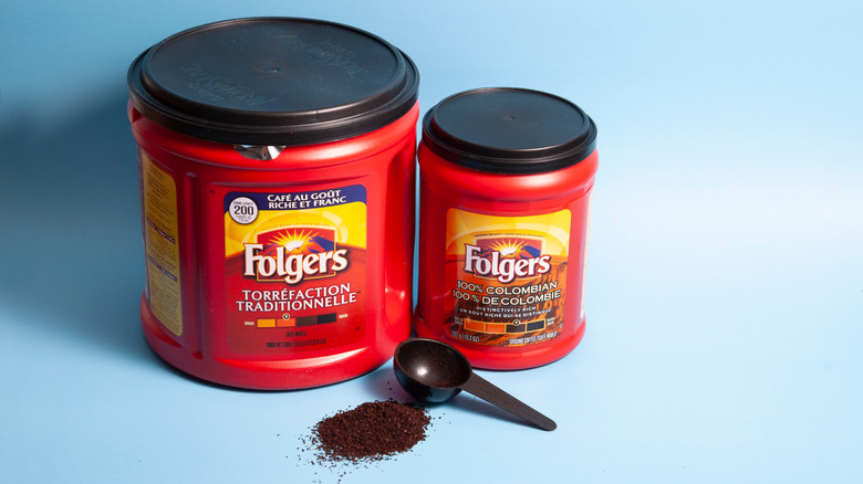 Folger's coffee tubs with spoon