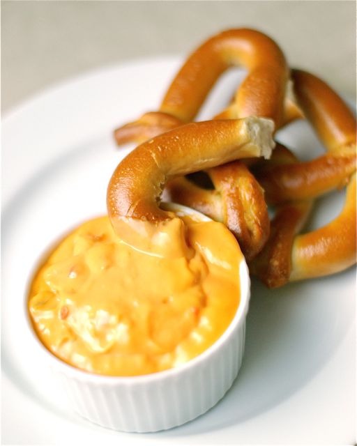 Soft Pretzels with Spicy Cheddar Sauce 