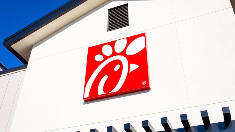 A Chick-fil-A restaurant exterior, showing its signage