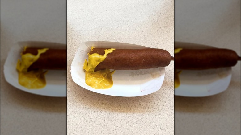 A cheese-filled corn dog from Corn Dog 7