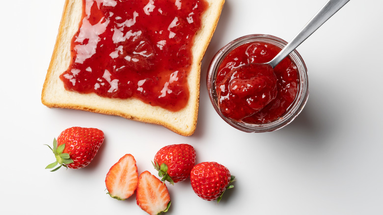 Bread with strawberry jam