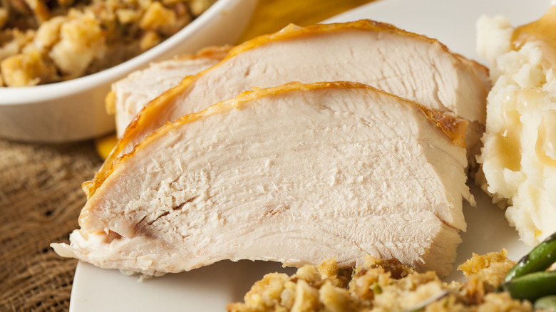 white turkey meat on plate