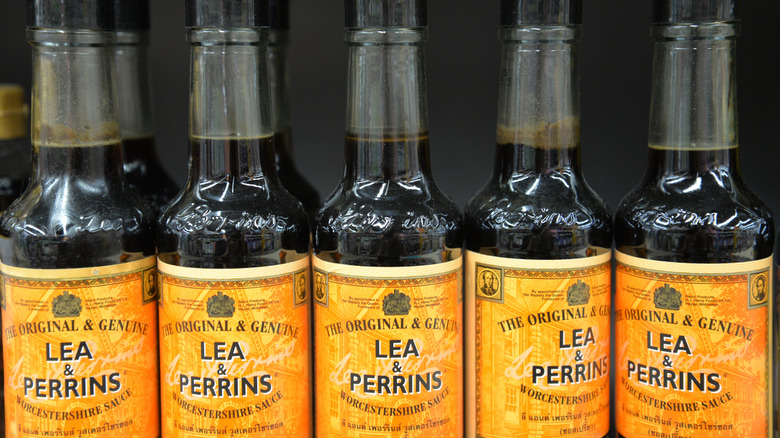 Bottles of Worcestershire sauce