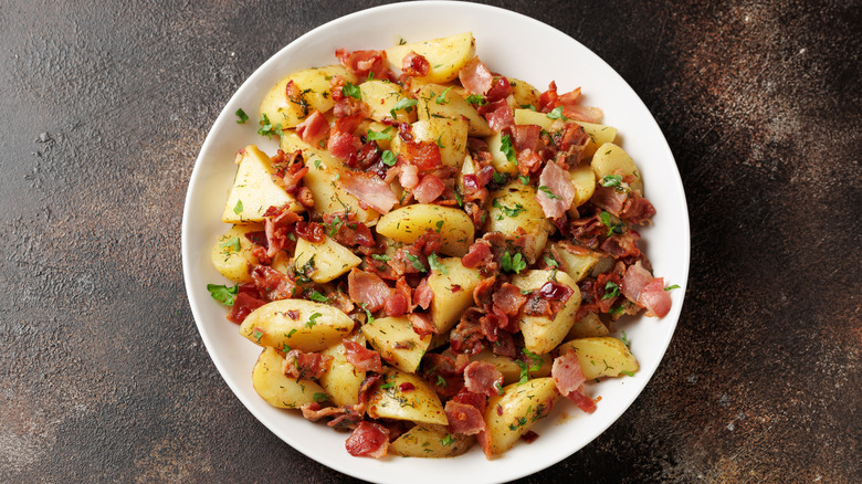 German potato salad with bacon and scallions
