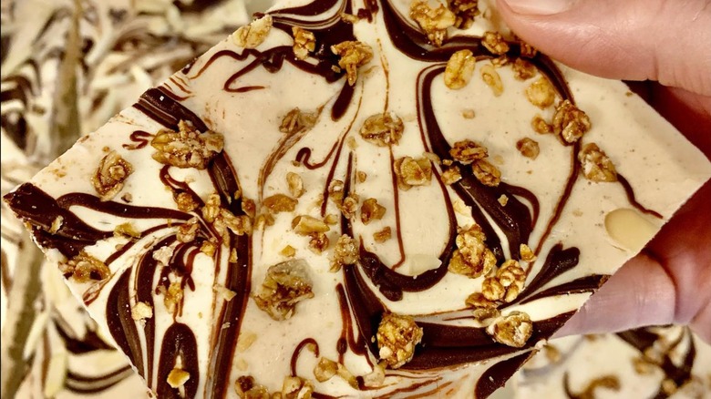 Frozen cottage cheese bark with nuts