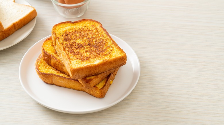 stack of plain french toast on plate