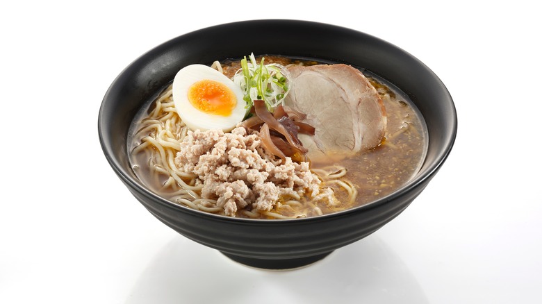 Ramen in black bowl