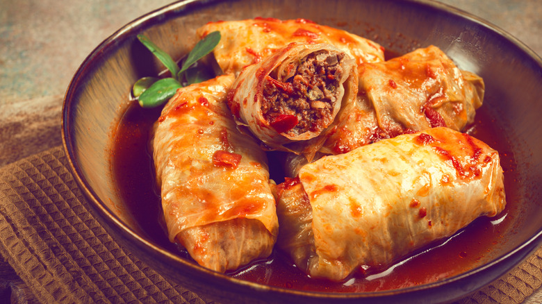 Stuffed cabbage in a bowl