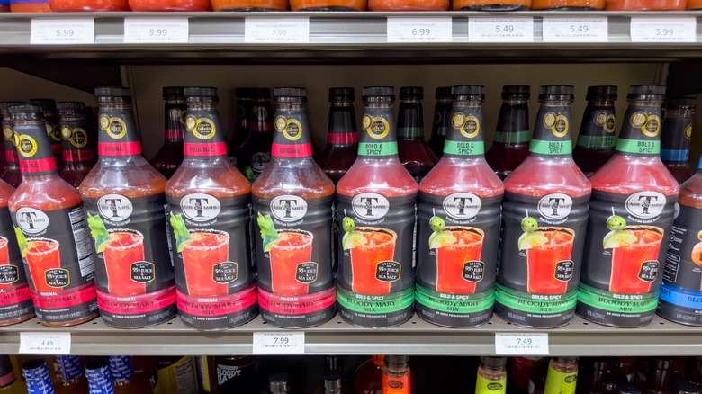 Store shelf full of Mr. & Mrs. T's Bloody Mary Mix