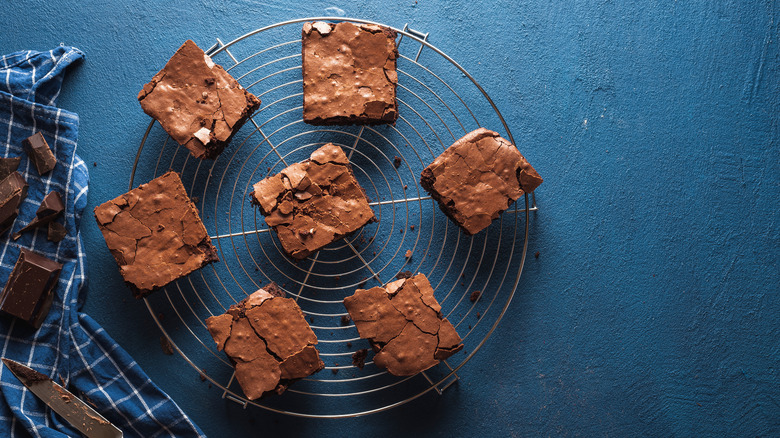 Fudge brownies on cooling rack