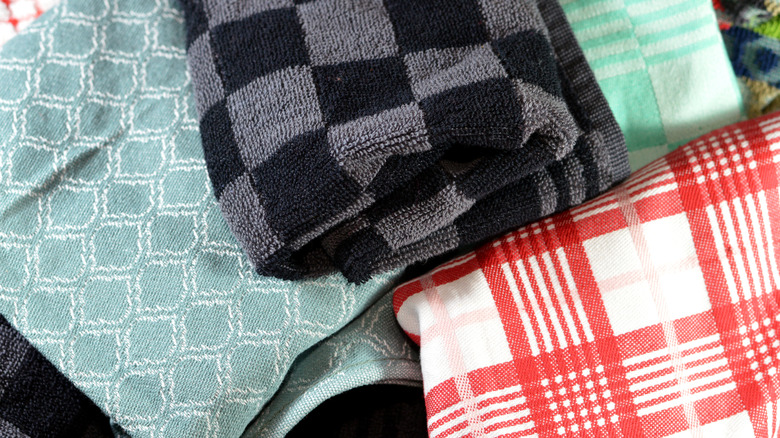 Pile of kitchen towels