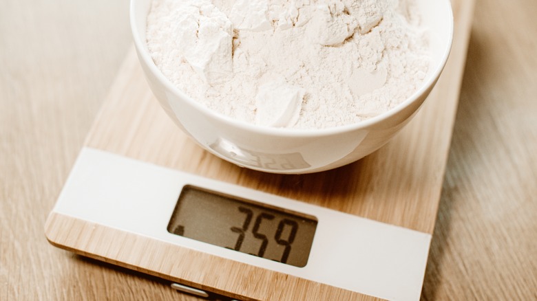 Flour on a kitchen scale