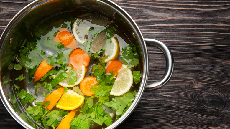 Cooking pot full of brine