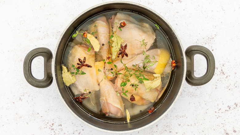 Chicken pieces in a brine