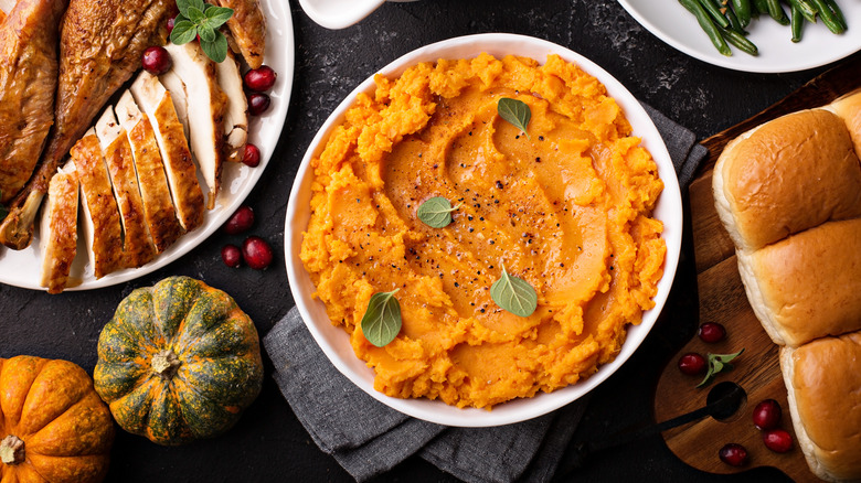 Mashed sweet potatoes with cinnamon butter