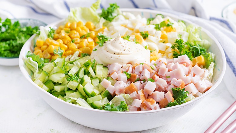 Chopped salad with mayonnaise