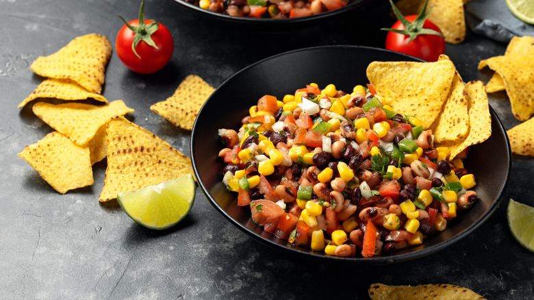 Cowboy caviar with tortilla chips
