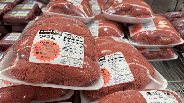 Packages of ground beef