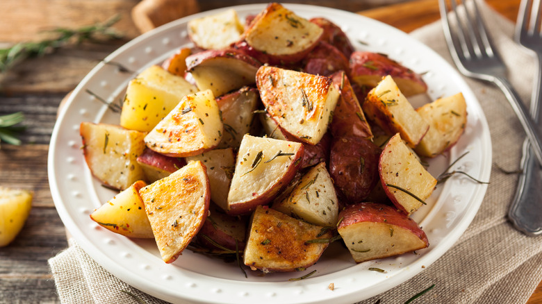 Bowl of roasted rosemary potatoes 