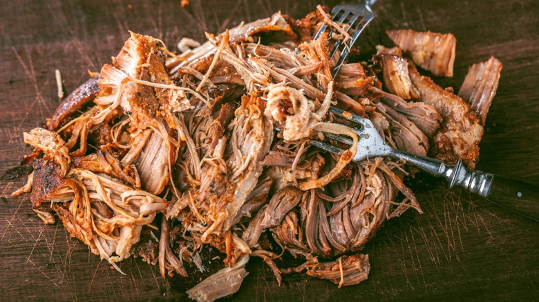 Pulled pork on a board