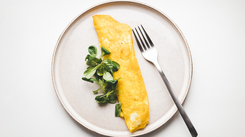 Simple omelet on plate