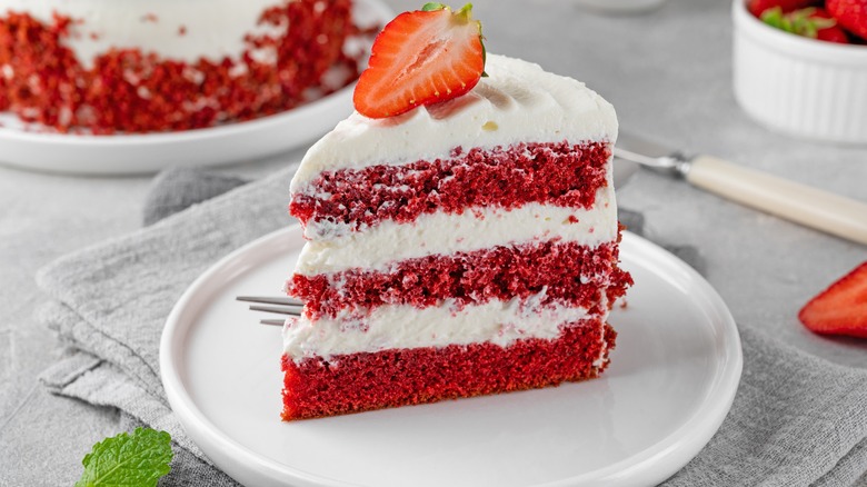 Slice of strawberry cake 