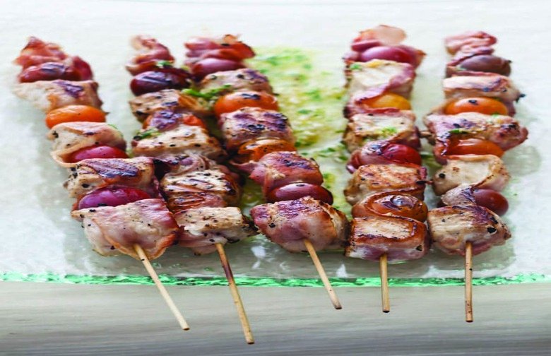 Swordfish-Bacon Kebabs With Cilantro Gremolata