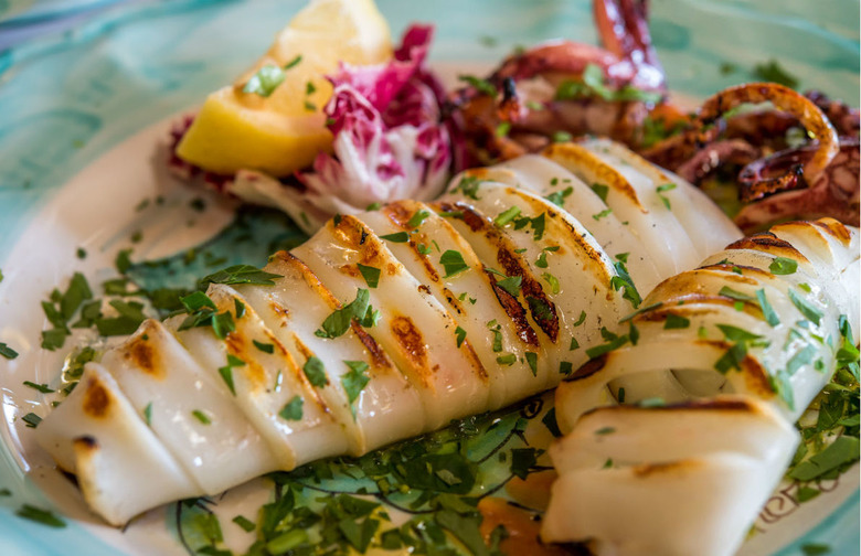 Chargrilled Whole Squid With Chile and Mint