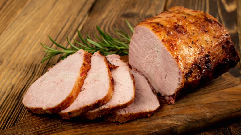 Slices of ham, cut from a pork joint